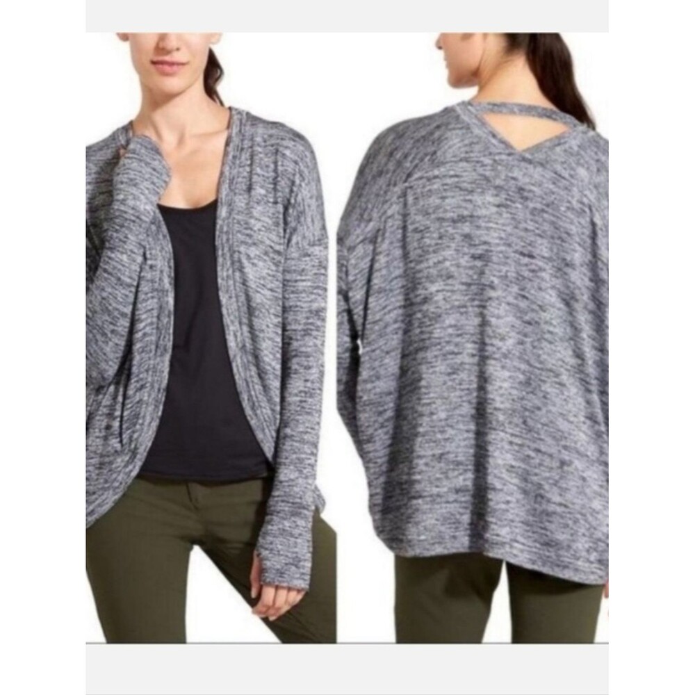 Athleta Drape Pose Cardigan Sweater Wrap Gray Post Workout Yoga Comfy Loungewear